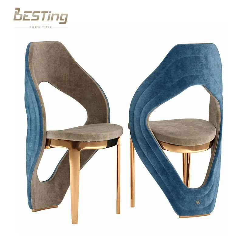 Modern creative design dining room chair stainless steel fabric dining chair for restaurant home