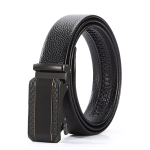 <span class=keywords><strong>Ceinture</strong></span> en cuir de vachette véritable pour homme avec boucle automatique en alliage, durable, rayée, longueur personnalisable, polyvalente, pour costume d'affaires et pantalon jeune - Product Image 3