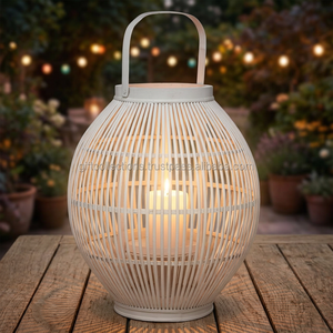 Handmade Woven <b>Rattan</b> & Bamboo Hanging <b>Lantern</b> Rustic Vintage Candle Lamp for Wedding, Restaurant, Tea Room & Photography Props - Product Image 5