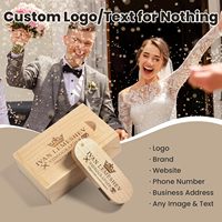 Flash Drive USB 3.0 64GB Kayu Putar Personalisasi, Buatan Tangan dengan Logo Terukir, Hadiah Pernikahan & Perusahaan