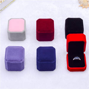 Wholesale Luxury Velvet Jewelry <b>Ring</b> <b>Box</b> Custom Logo Square Velvet Material Various Styles for Storage Jewellery Gift Package - Product Image 2