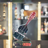 Trophée en cristal sur mesure, instrument de musique violon, design gravé sablé, thème sportif, logo gravé, cadeau d'affaires, coffret cadeau