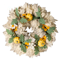 Offre Spéciale pas cher artificiel lierre vignes feuilles automne érable guirlande citrouille pin cône récolte couronne pour automne décor