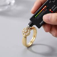 UGEPHELI VVS1 Moissanite Passe le testeur de diamant GRA Bague réglable motif fleur soleil plaqué or 18 carats Bijoux