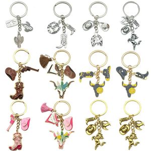 Wholesale Western Cowboy Keychain Silver Zinc Alloy Horseshoe Boots Hat Metal <b>Keyring</b> for Promotional Gift - Product Image 1