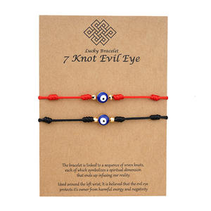Encanto de moda 2 unids/set Lucky <span class=keywords><strong>7</strong></span> <span class=keywords><strong>nudos</strong></span> mal de ojos <span class=keywords><strong>pulsera</strong></span> para Mujeres Hombres niños cuerda roja ajustable trenzada TARJETA DE PAPEL DE MODA Brace - Product Image 1