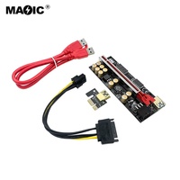 Nouveau Ver 016 Pro V016 PCI Express Riser Card PCIE 1X à 16X GPU Riser Card avec affichage de la température Flash LED Extender Pcie Card