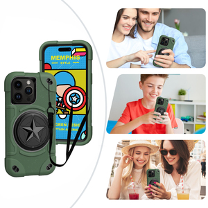 Soft Silicone Phone Case with 360 Rotation RingHolder Kickstand Shockproof Anti-Scratch Back Cover for <b>iPhone</b> 17 16 15 Pro Max - Product Image 1