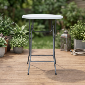 Table de bar ovale pliable en plastique de qualité événementielle Core-01, blanche, pour bar à domicile, salon, hôtel, parc, festivités en plein air - Product Image 3