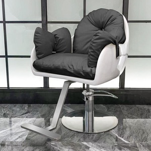 Contemporary <b>Barber</b> <b>Chair</b> Faux Leather Adjustable Height Hydraulic Pump Round Base Salon Furniture Commercial Use - Product Image 3