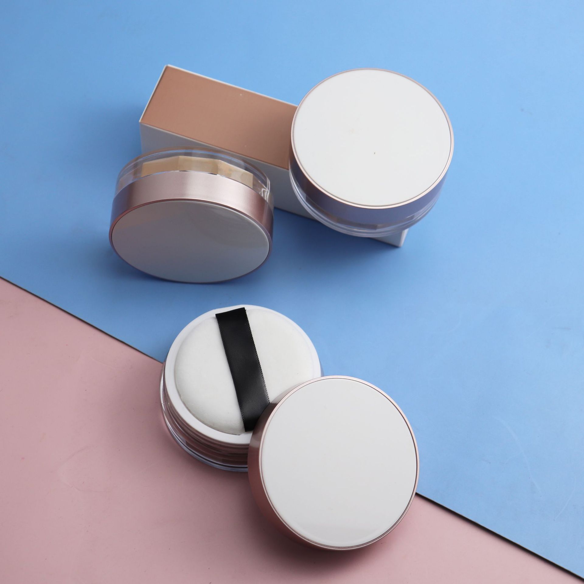White pink Container Cosmetics Wholesale Products 2024 Private Label Setting Makeup Face Powder Refillable Loose Powder