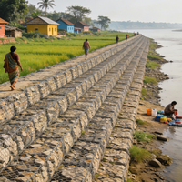 Vente en gros : Gabion tissé en maille pour barrière défensive et construction de murs de soutènement