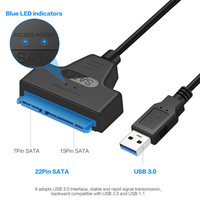 Cable convertidor externo de 20cm USB 3,0 a SATA de 22 pines para adaptador de disco duro SATA SDD HDD de 2,5 "Cable Usb 3,0 a Sata 3