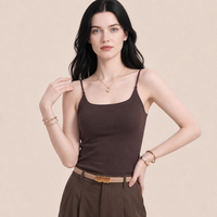 Débardeur Thermique Femme Automne Hiver Épaissi Sans Coutures avec Coussinets de Soutien-Gorge Intégrés Bretelles Fines Laine Polaire Push-up Usage Quotidien