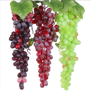 Grupos de uvas artificiales de N-165, racimos de uvas decorativas, manojos de uva de goma para exhibición de accesorios de fruta de boda