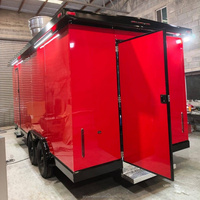 Remorque alimentaire rouge homologuée DOT CE, remorque de restauration commerciale, remorque de concession avec éclairage LED bleu, cuisine mobile avec numéro VIN