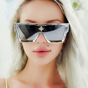 Lunettes de soleil carrées surdimensionnées de luxe en cristal UV400 pour hommes et femmes, tendance 2025, avec logo personnalisé, vente chaude - Product Image 1