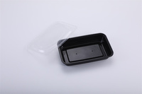Boîte carrée jetable en plastique PP noir avec couvercles, offrant une protection sûre et une protection de l'environnement, pratique