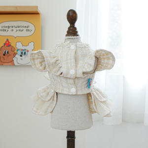 Vestido para Perro con Encaje, Volantes, Lazo de Perlas, Ropa para Mascotas Pequeñas, Estilo Fragancia Otoño Invierno - Product Image 5