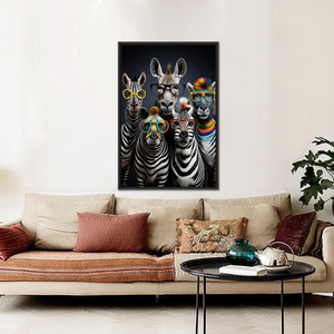 Funny Zebras with Glasses Canvas Art: Unique Animal Wall Decor,<b>BLACK</b> <b>FRAMED</b> CANVAS - Product Image 3