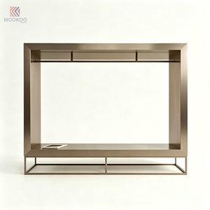 MOOKOO Vetrina Espositiva per Abbigliamento con Telaio in Metallo Spazzolato, Stile Aperto, per Boutique di Alta Gamma e Negozi al Dettaglio - Product Image 2