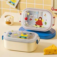 Boîte à lunch en acier inoxydable à 2 compartiments, décorée de fruits mignons de dessin animé, pour enfants, contenants métalliques pour le stockage des aliments, vente en gros