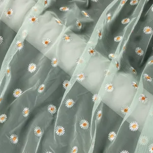 Модная вышивка подсолнухами Тюлевое полотно дышащая Свадебная сетчатая трикотажная ткань