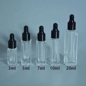 Square Custom Empty Skin Care Serum Glass <b>Dropper</b> <b>Bottle</b> Amber Essential Oil <b>Bottle</b> With White <b>Dropper</b> - Product Image 2