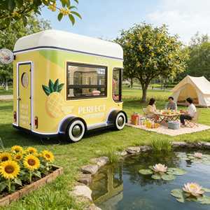 Petit chariot alimentaire mobile, chariot à pousser facilement déplaçable pour kiosque de centre commercial intérieur, entreprise de boissons à petite échelle - Product Image 1