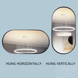 Nouveau produit tendance miroir mural encadré 36 "x 18" ovale noir vanité miroir mural crochets préréglés Design miroir de salle de bain cosmétique - Product Image 5