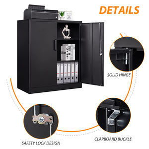 Armadio di stoccaggio in acciaio moderno con chiusura a chiave nera con 2 porte piccoli schedari in metallo per la scuola di Home Office o la palestra per alberghi - Product Image 6