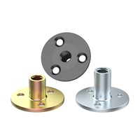 Écrou de fixation pour pied de meuble/canapé, grade 4.8, trois trous, diamètre de trou 6 mm, corps en fer, plaqué zinc/galvanisé, droite, couleur plaquée