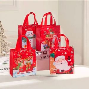 <b>Festive</b> Christmas Gift <b>Bags</b> Holiday Shopping Tote Santa Claus Snowman Reindeer Tree Reusable Present Packaging Non-Woven Fabric - Product Image 4