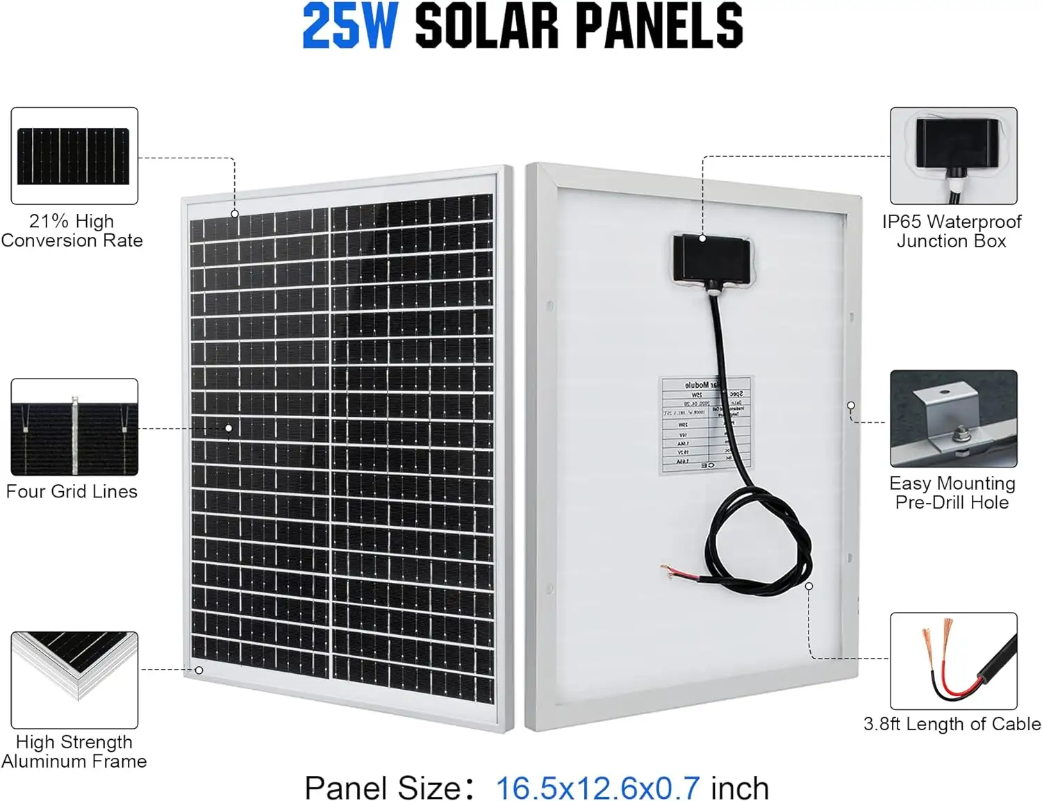 Hoge Kwaliteit Mono Zonnepaneel 12V 18V 24V Mini Zonnepaneel 10W 20W 30W 40W 50W 60W 80W 100W 150W Zonnepanelen