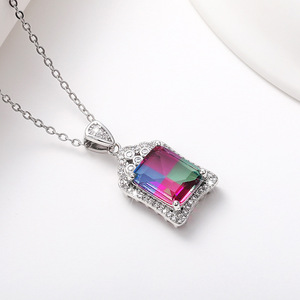 Collana con ciondolo colorato per donna, regalo di gioielli alla moda in stile vintage - Product Image 3