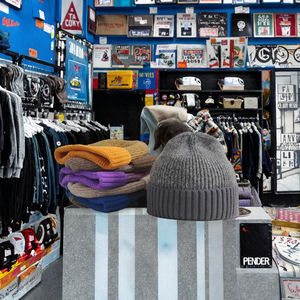 Bonnet unisexe gris vintage en tricot thermique chaud avec revers, 100 % coton, broderie 3D et impression numérique - Product Image 3