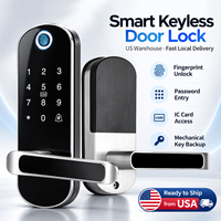 Serrure de porte intelligente sans clé avec empreinte digitale et clavier, application TTLock, poignée à levier noire, entrepôt américain