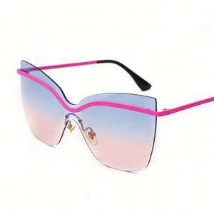 Gafas de Sol de Moda de Lujo 2020 con Marco Metálico de Una Pieza, Lentes Degradadas, Protección UV400, Estilo Ojo de Gato, Tamaño Grande para Mujer - Product Image 3