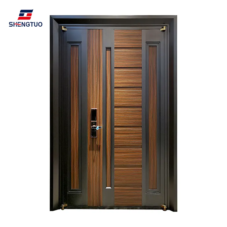 التصميم الحديث خشبية الحبوب باب مكافحة سرقة فيلا متعددة نقطة قفل الجبهة السلامة الصلب الباب الخارجي باب أمان