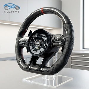 عجلة قيادة من ألياف الكربون مع جلد أسود وإضاءة LED لعرض عدد الدورات في الدقيقة، ترقية رياضية لسيارات مرسيدس-بنز AMG فئة C/E/S - Product Image 2