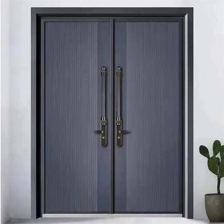 Ikealuminum OEM 2024 puertas delanteras dobles puertas de seguridad para casas modernas casas entrada puertas delanteras de acero para el hogar