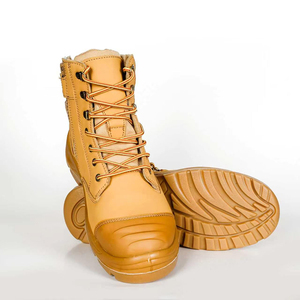 DSF614 Leather Work <b>Boots</b> Tan Color Durable Outdoor All Seasons Men Safety <b>Boot</b> with <b>Zipper</b> and Lace-Up Design - Product Image 6