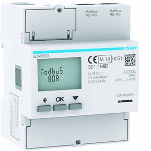 ECA380D ปรับแต่งได้ด้วยมิเตอร์วัดกระแสตรงสามเฟสของ Hagers 80 A Modbus Agardio MID 4 โมดูล - Product Image 1