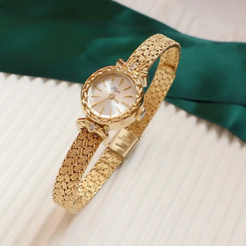 Due nuovi orologi 2024 da donna con scollatura in pietra in rame stile retrò custodia oro placcato grano orecchio cinturino spediti