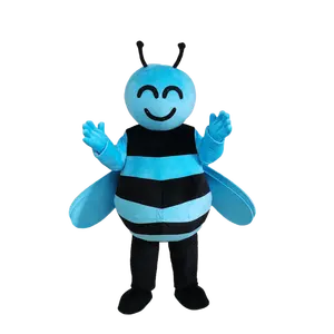 Kostum maskot lebah madu biru kustom kostum maskot lebah madu untuk pertunjukan jalanan