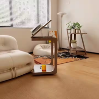 Sofá en forma de C de madera maciza de lujo moderno, mesa de centro lateral, escritorio de esquina, escritorio ajustable con ruedas, escritorio para ordenador portátil