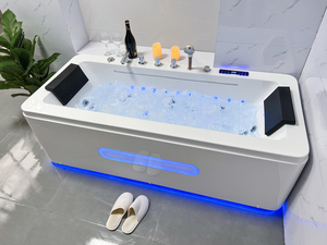 59 pollici interno semplice stile senza soluzione di continuità Freestanding acrilico vasche da bagno con sedile, Stand Alone idromassaggio idromassaggio vasca da bagno - Product Image 3