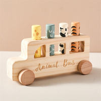 Juguete de Madera Montessori Unisex, Cubo de Actividades Colorido, Autobús Educativo Temprano para Bebés, Juguetes de Reconocimiento de Animales al por Mayor