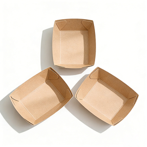 Waterproof Greaseproof Stackable Aseptic Eco-Friendly Recycled Materials Kraft Paper Food Trays Multi Sizes Custom Logo - Product Image 6
