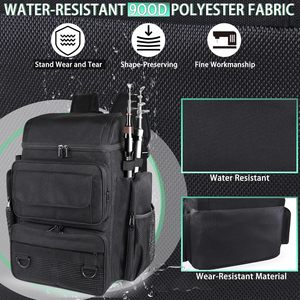 Mochila de Pesca Grande de 45L con Nevera Aislada y Soportes para Cañas - Bolsa Resistente de 900D para Pescadores Profesionales - Product Image 6
